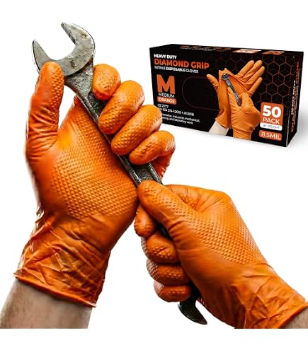 Eppco 8842 Tiger Grip Nitrilhandschuhe, Orange, Größe S | Puder- und latexfrei, für Automobil-, Industrie-, Reinigungs- und Wartungsarbeiten bei Günstiger Preis