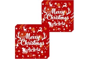 RONGZUBAT 20PCS Christmas Serviettes Napkins 33cm,Red Tree Tissue Tableware for Party Paper Napkins Disposable,2Ply Beverage Luncheon Decorative Paper Soft Christmas Serviettes for Dinner