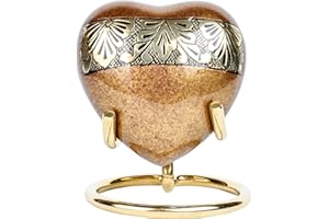 Royal Rapture Urn for Ashes Funeral Memorial Cremation Keepsake Love Urns Decorative Brass Heart with Stand (Brown Gold, 3") RHM03-11