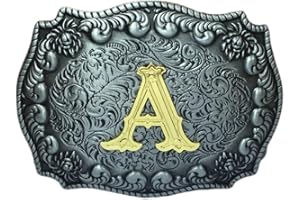 COOLLA Hebilla de cinturón para hombre, letras iniciales, ABCDEFG a Z, Western Rodeo Texas Cowboy, hebillas de cinturón grandes