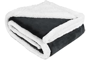 Pawsee Manta de Forro Polar para Perro, esponjosa, Lavable, de Felpa Sherpa, para acurrucarse, para Gatos, Cachorros, Gatos, Negro
