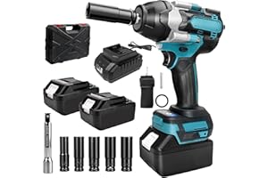 Discoball Cordless Impact Wrench,1/2 Inch Impact Gun, 1000N.m(738 ft-lbs) High Torque Impact Wrench with 2x2.0Ah Battery,Fast Charger, 5 Sockets & Storage Case, Electric Impact Driver for Car Truck