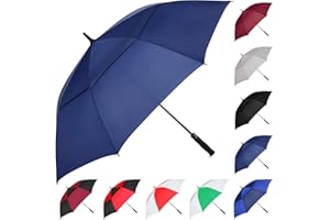 MRTLLOA Paraguas de golf abierto automático, extra grande, doble dosel ventilado, resistente al viento, impermeable, para lluvia y golf, para hombres y mujeres (azul marino/62 pulgadas)