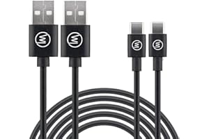 Wicked Chili 2 kable USB typu C kabel do ładowania kabel do szybkiego ładowania uniwersalny kabel USB typu C Charge Cable odpowiedni do telefonu komórkowego, zegarka, power banku, tabletu i głośnika Bluetooth (3A, 15W, 5V) czarny