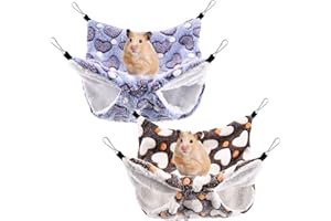 Olyee 2 Pack Small Pet Hammocks - Double-Layer Hanging Bed for Small Pets (Purple+Coffee)