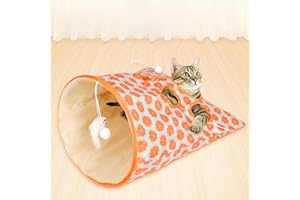 QMJDDYMX Cat Tunnels for Indoor Cats, Cat Tunnel Bag, Collapsible Cat Tunnel Bed Rabbit Tunnel Crinkle Paper Interactive Cat Drill Bag Toys for Home Pet House(Orange)