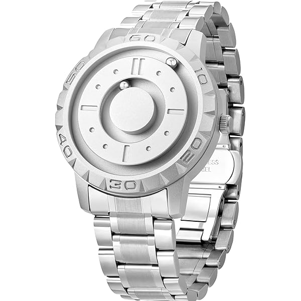 EUTOUR Orologio Uomo Magnetico Moda Semplice Nessun Vetro Cuscinetto a Sfera Quarzo Orologi da Polso da Uomo con Cinturino in Acciaio Inossidabile Blu