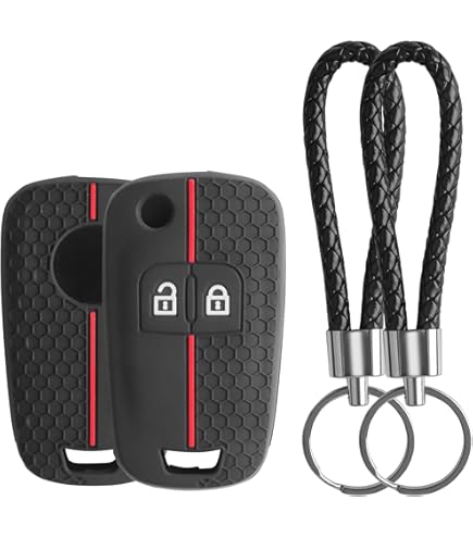 Coque Silicone Pour Clé De Voiture Opel/Chevrolet - Protection Souple 2 Boutons, Blanc-noir