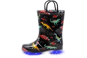 EUXTERPA Girls Kids Wellies Light Up Falshing Glitter Child Wellies With Handle for Baby Toddler Child Litter Kids