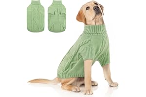 Queenmore Jersey Perro Grande Cálido Suéter para Perro Mediano A Grande Jersey De Punto De Cuello Alto para Perros Pastor Alemán Labrador Bouledogue Abrigo Invierno para Perro Gato, Verde, 2XL