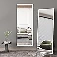 CAMLEO Full Length Mirror 16.6" x 60" rectangle Aluminum alloy Large Standing Dressing Mirror Hanging Leaning Against Wall Mounted Mirror with Stand for Bedroom Locker Room Living Room (silvery white)