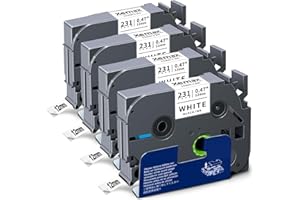 4x XemaX Nastro per Etichette Compatibile con Brother 12mm TZe-231 TZ-231 Ptouch Cassetta di Nastri Nero su Bianco per Brother P-Touch PT-1010 E110 H100R H110 H101C H108 E100 H100LB H105