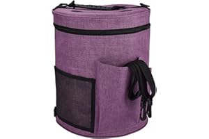 QIUPFGUT Garn-Organizer,tragbare Aufbewahrungstasche für Garne, Stricktasche, Garntasche,Mitnahmeprojekte,Basteltasche zum Häkeln,Stickerei Nähtaschen für Strickzubehör & Häkelprojekte (Lila)