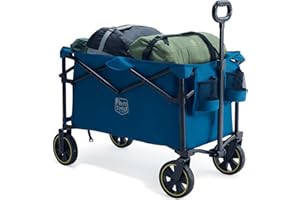 TIMBER RIDGE Carro Camping Plegable 200L con Portavasos Mango Ajustable Carro de Jardín para Todos los Terrenos Al Aire Libre Camping Compras Pesca Carga MAX 100kg