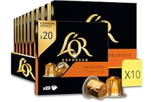 L'OR ESPRESSO L'OR Delizioso - 200 Capsules de Café intensité 5 - Compatibles Nespresso®* (lot de 20 x 10)