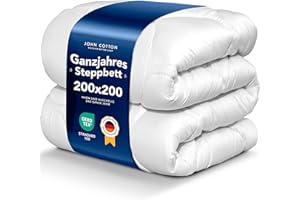 ‎JOHN COTTON John Cotton New Way Bettdecke 200x200cm - Innovativ & Atmungsaktive Steppdecke für Allergiker | Oeko-Test Zert. Bettdecken | Ideal Schlafdecke für Frühling & Herbst | Microfaser Decke 200 x 200 cm