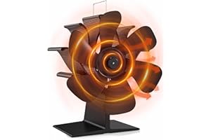 Signstek Log Burner Fan Wood Burning 4 Blades Heat Powered Fireplace Burner Stove Fan - Silent Operation - Heat Circulation for Wood/Fireplace