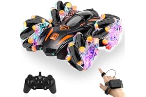 Sheewey Auto Telecomandata, Auto RC a 2,4 Ghz a Doppia Faccia Ruotabile a 360°, con Orologio RC a Riconoscimento Gestuale, Programmabile Automaticamente con un Solo Pulsante per la Dimostrazione