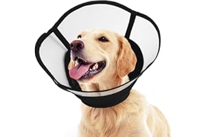 Kuoser Dog Cone Collar, Recovery Cone Dog Collar, Soft Dog Collars for After Surgery, Transparent Dog Cones to Stop Paw Licking, Breathable Dog Head Cone, Adjustable Elizabeth Recovery Collar for Cats
