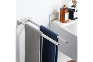 SAYAYO Podwójny drążek ścienny wieszak na ręczniki łazienkowe, uchwyt na ręczniki ze stali nierdzewnej do łazienki w kuchni, 40 cm czarny matowy, EGKN2302-90D-400-LS