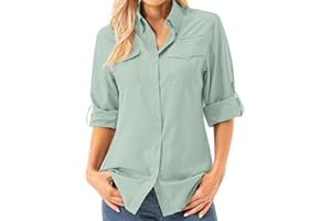 Asfixiado Chemise de randonnée aérée pour femme, manches longues, protection solaire UPF 50+, séchage rapide, parfaite pour le safari et les activités extérieures
