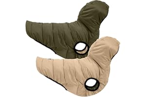 Pawtitas Reversible Dog Coat Windproof A Cold Weather Dog Puffer Vest - Green/Beige Zip Up Dog Jackect For Medium Dogs | Dog Vest winter Coat To Keep Your Puppy Warm For Cold Weather