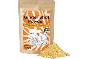 Detox Organica Ginger and Turmeric Shot Powder 100g- Ginger Shots with Orange, Cayenne & Black Pepper, Vitamin C and Zinc | Natural Ingredients, No Added Sugar - Mix with Water or other Drinks