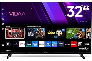 MEDION 80 cm (32 Zoll) Full HD Fernseher (Smart-TV, HDR, VIDAA Store, Netflix, Prime Video, Disney+, DAZN, Paramount+, HbbTV, PVR, Bluetooth, MD 832101)