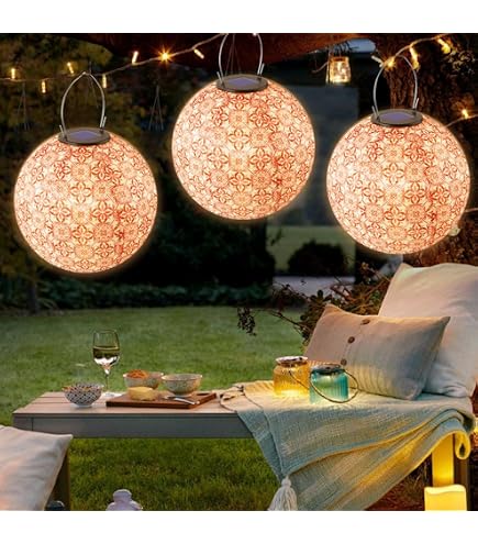 Solarlampions Außen – 2er-Set Wetterfeste LED Lampions, 25 Cm Durchmesser, Bunt (Grün+Orange), Hängend, Mit