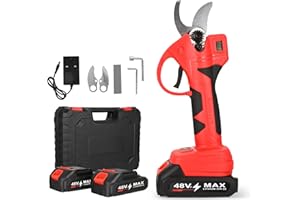 QCXWCJWD Electric Pruners, Portable Cordless Electric Scissors with 2pcs Rechargeable 21V 2000mAh Lithium Batteries and 2pcs SK7 Blades for Garden, Tree, Branch Pruners, Cutting Diameter 30 mm (Red)
