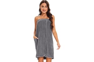 Ymmchy Women Wrap Towel Robe Wrap Spa Bathrobe Adjustable Buttons