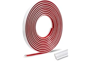 FAKILO Tiras Decorativas Flexibles Autoadhesivos, Moldura cuadrante de PVC Blanca, Tira De calafateo Flexibles Autoadhesivos para Pared Techo Bordes y Decoración de Pisos (13 * 19mm, 5m, Blanco)