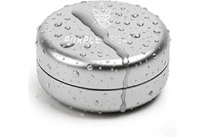 PURPLE LEGACY Stash Box ultra leggero in alluminio, impermeabile, ermetico, diametro 55 x 24 mm, protezione dai raggi UV, per pillole, erbe aromatiche e spezie (argento viola)