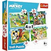 Trefl Puzzles - "4'&uuml; 1 arada" - Mickey Mouse iyi g&uuml;nler/Disney Standart Karakterleri