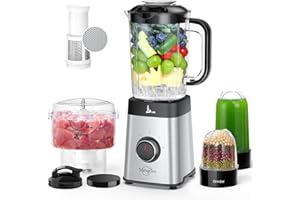 Sangcon Blenders for Kitchen and Food Processor Combo, 5 in 1 Jug Blender for Shakes and Smoothies,3 Speed Control with Pulse 500W for Ice, Fruit, Meat,Vegetable