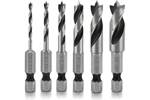 6-delars set med korta HSS-spiralborr – 1/4" sexkantfäste, för trä och mjuka metaller