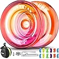 MAGICYOYO K2 Responsive Yoyo for Kids, Dual Purpose Yoyo for Beginner/Advanced, Extra Replacement Unresponsive Yoyo Bearing + 12 Yoyo Strings + Removal Tool+ Axle + Yo-Yo Bag (Crystal Pink Orange)