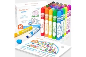 Shuttle Art Marqueur à Point Lavable, 30 Couleurs Dot Marker avec 1 Livre de Coloriage, Non Toxique, Bingo Dabber pour Création, Activité Créative pour Enfants Education Précoce