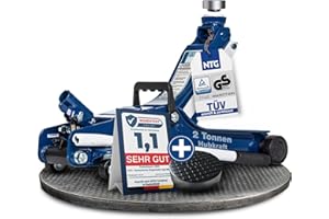 ‎NTG NTG Hydraulischer Wagenheber -TÜV Zertifiziert- Flacher Rangierwagenheber 2to 2000kg 85-375mm KFZ Werkstatt, PKW & tiefergelegte Fahrzeuge – bis 2.000 kg Tragkraft mit Gummiauflage (Set 1)