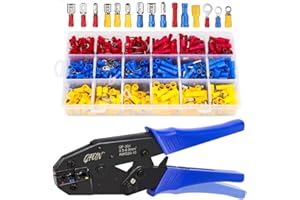 Pince à Sertir à Cliquet pour Cosses Pré-Isolées, Qfun 700 pièces cosses AWG20-10(0,5-1,5 mm²) (1,5-2,5 mm²) (4-6 mm²) Pince électricien Outils Bornes électriques