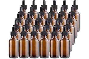 Lawei 30 Pcs Amber Glass Bottles with Glass Eye Dropper Pipettes Dropper Bottles for Essential Oils Perfumes Aromatherapy Chemistry Lab Chemicals - 60ml
