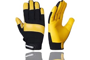 SAWANS Skórzane rękawice ogrodnicze, dla kobiet i mężczyzn, użyteczność, zręczność, oddychające rękawice ochronne do pracy, ogrodnik, odporne na kolce, wytrzymałe, mechanik, budowlany