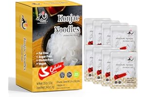 YUHO Shirataki Konjac Fettuccine, 8 x 190 g, Vegan, Low Calorie Food, Gluten Free, Fat Free, Keto Friendly, Low Carbs, Healthy Diet 53.61 Oz (1520 g)