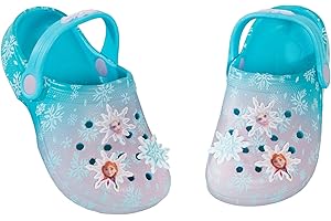 Disney Frozen Clogs Sandals with Charms Badges Kids Elsa Anna Sliders Summer Beach Shoes with Ankle Strap