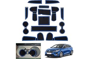 GAFAT Ki-a Ceed SW GT Proceed GT/XCeed GT 2018-2023 2024 Tappetini Antiscivolo per Console Centrale, Tappetino in Gomma, Bracciolo, Portabicchieri, Cuciture per Porta (Blu)