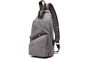 FANDARE Bolsa de Pecho Hombre Bolsa de lona Bolsa Deportiva de Hombro Bandoleras Cruzada con USB Bolsa de Mochila,Mochilas Pequeñas para Ciclismo,Acampada,Viaje