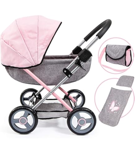 Landau Berceau Amovible - Hauteur Poignée 46 Cm Pour Poupée 40 Cm - Tubes Métal Dès 3 Ans
