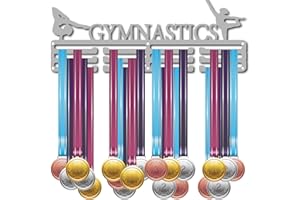 CREATCABIN Porte-Médailles de Présentoir Cintre Rack Sports Awards Support de Lanière en Métal Support Mural Robuste pour Athlètes Champions Joueurs de Plus de 60 médailles Platine 15.7 x 5.9 Pouces