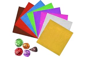 Pinsheng Folia aluminiowa do pakowania słodyczy czekolady, jakość spożywcza, kwadratowa folia, papier do pakowania cukierków DIY, słodyczy i czekolady, 800 sztuk, 8 kolorów, 8 x 8 cm