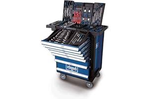 ‎SCHEPPACH Scheppach Werkstattwagen TW1000 Werkzeugset Werkzeugwagen Werkstattschrank mit 4 Rollen | inkl. 263-tlg. Zubehör | abschließbar und mobil | 7 Schubladen